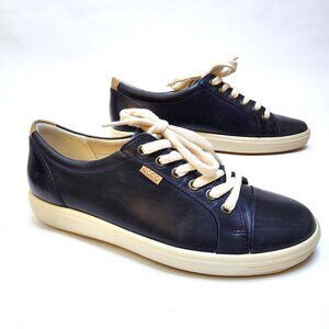 Ecco Soft 7 Sneakers Women's Size 8.5 Shoes Navy Blue Leather EU39